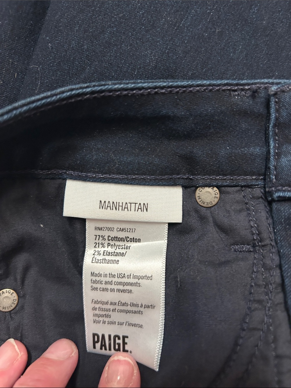 PAIGE Women's Dark Blue Manhattan Slim/Bootcut Denim Jeans - Picture 3 of 7